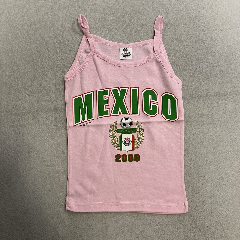 Vintage Mexico Soccer 2006 Tank Top Shirt Youth Child's Girls Size XL Pink Y2K